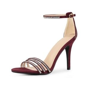 Allegra K Rhinestone‎ Heels Ankle Strap Stiletto Evening Party Shoes US 10 NEW